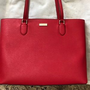 Kate Spade red laptop tote bag